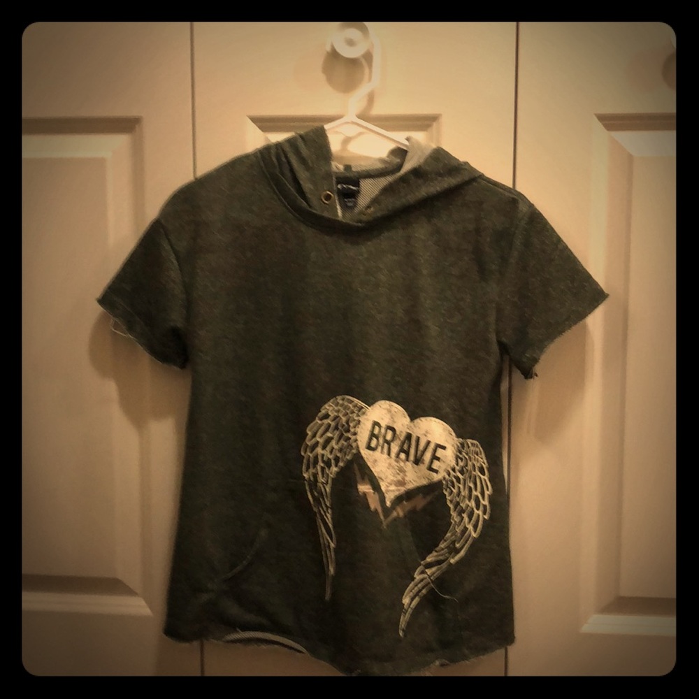 Hunter green short sleeve hoodie